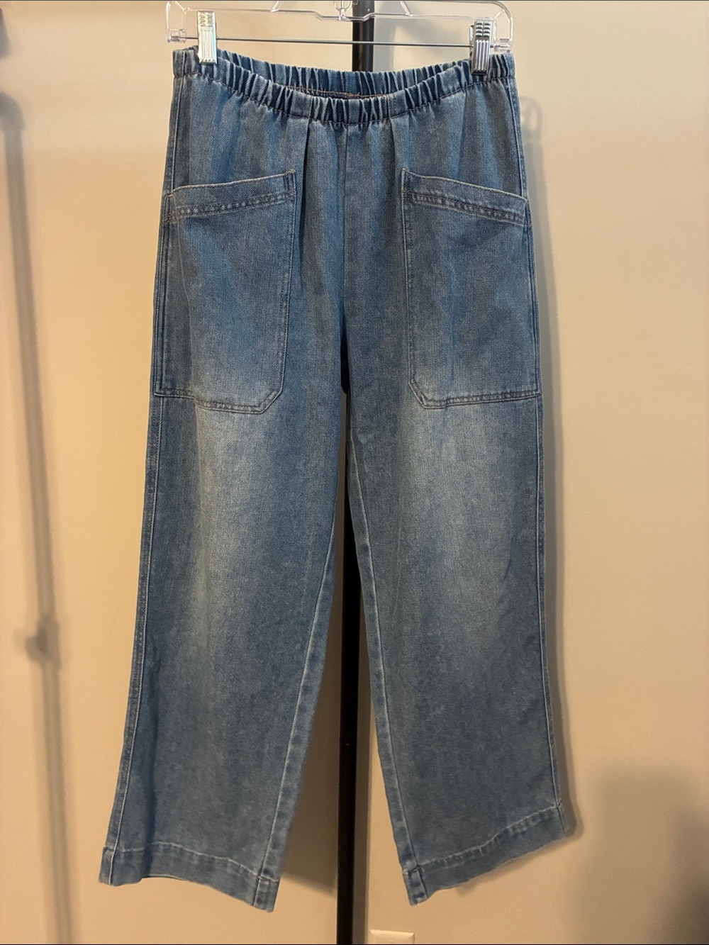 Vanilla Star Wide Leg Light Blue Denim Pants Pull On Jeans Pockets Medium